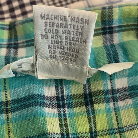 LARGE Blue/Green Express Plaid Cropped Top - Picture 3 of 6